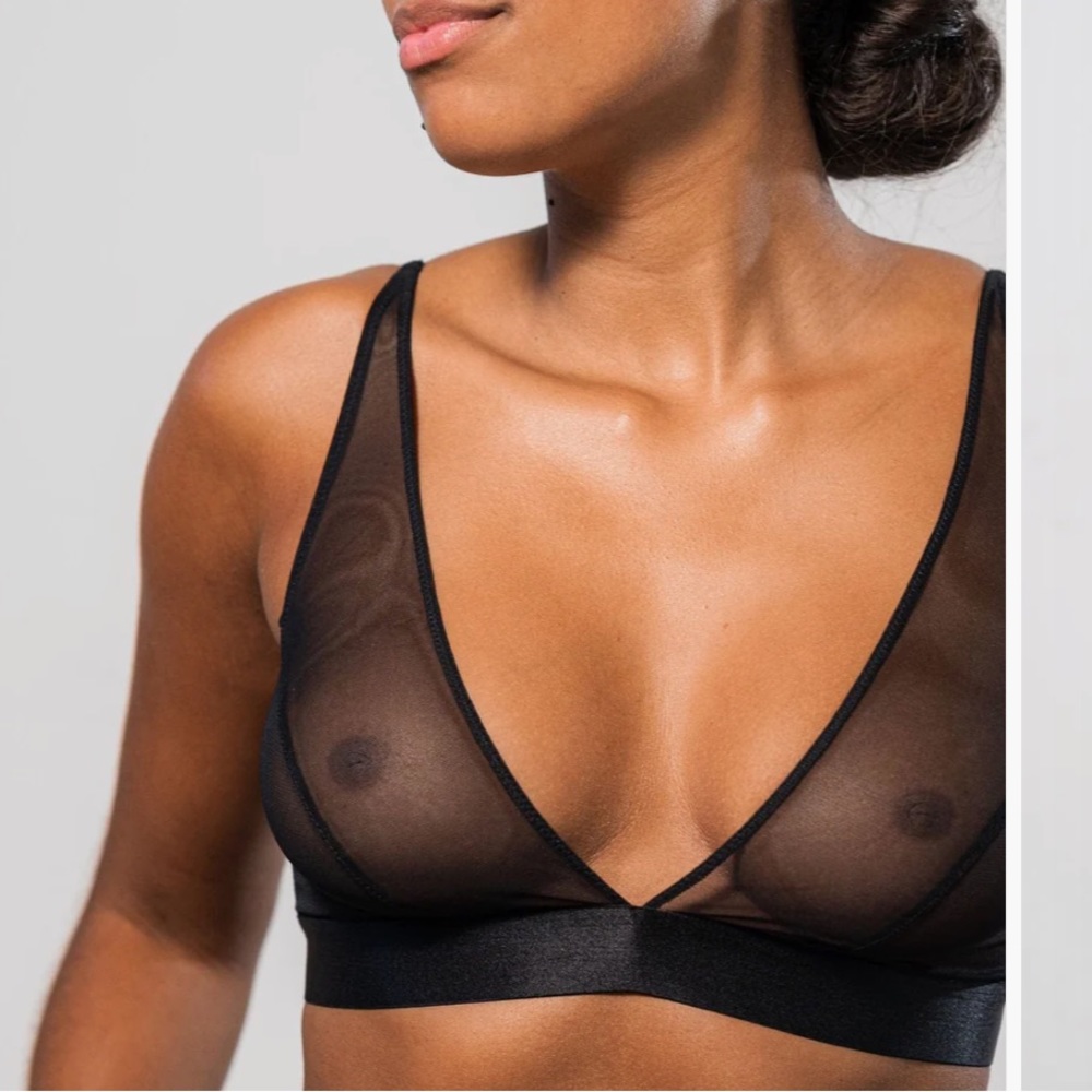 Black Mesh Plunge Bralette new with tags size M. Understatement - new with tags